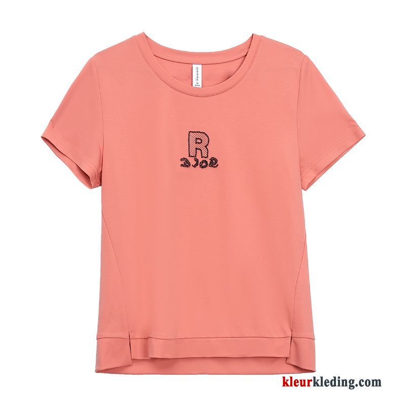 Dames T-shirts Jasje Zomer Losse Letter Trend Oranje Nieuw Onderhemd