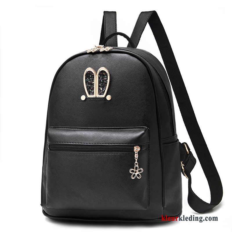 Dames Trend Leer Zacht Leer Tas Rugzak Casual 2018 Pu Zwart