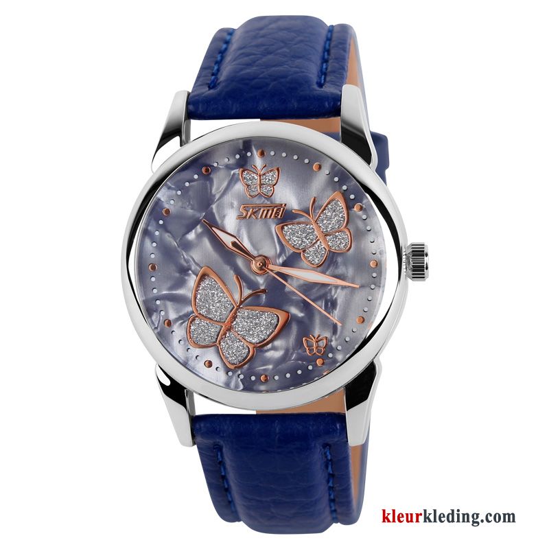 Dames Zoet Riem Elegante Mode Persoonlijkheid Vintage Horloge Waterdicht Blauw