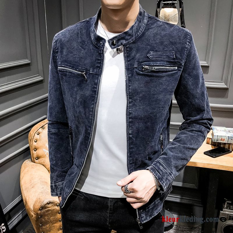 Denim Blauw Heren Jas Herfst Jack Bovenkleding Mannelijk