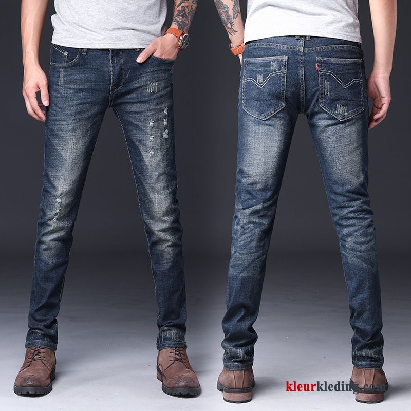 Elastiek Slim Fit Trend Rechtdoor Broek Blauw Casual Spijkerbroek Jeans Heren