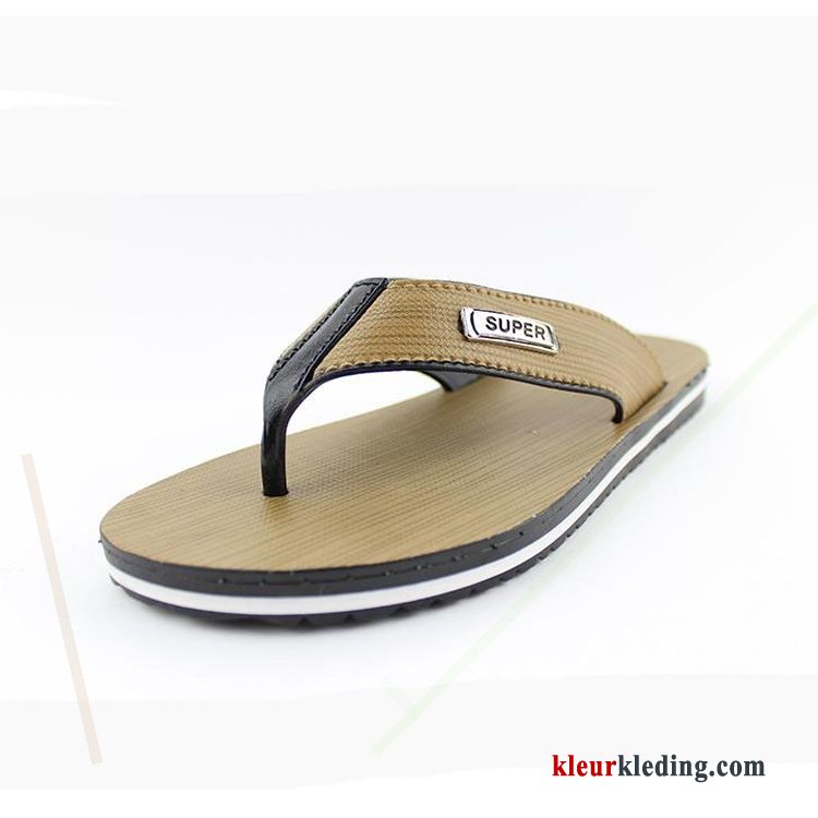 Flip Flops Platte Zool Mannen Trend Antislip Schoenen Strand Pantoffels Sandaal Heren Kaki