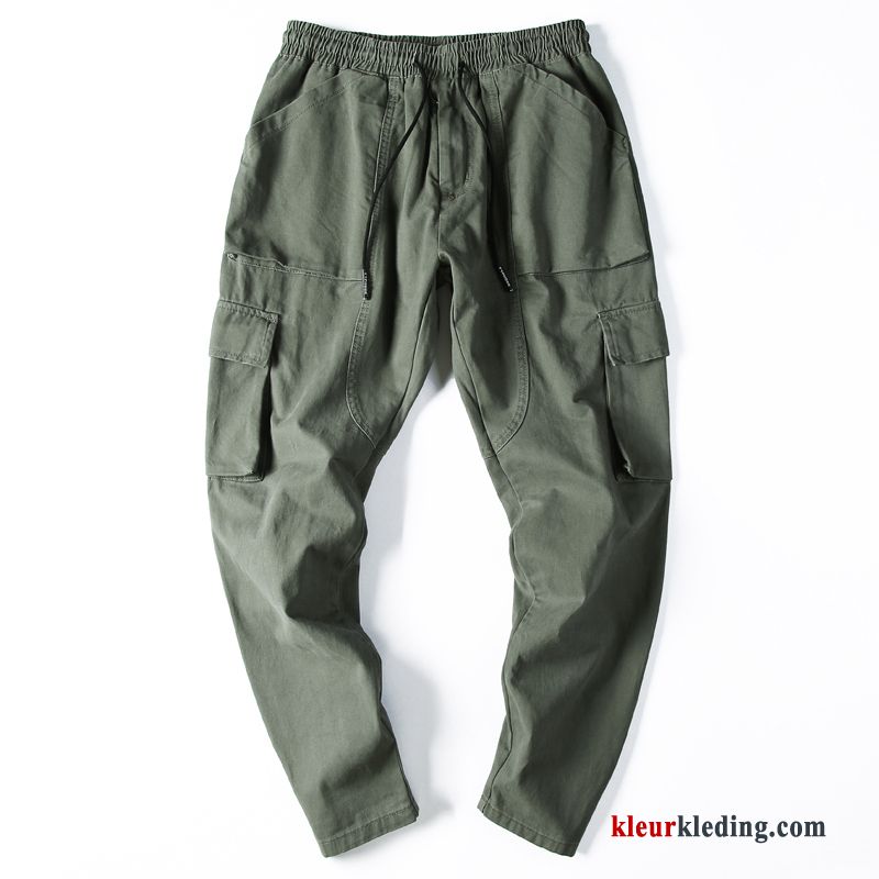 Groen Heren Rechtdoor Losse Trendy Merk Zomer Dunne Cargo Broek