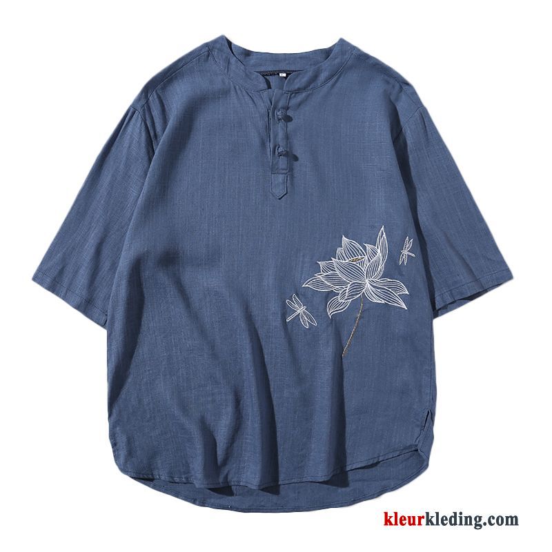 Halve Mouw Heren Blauw T-shirts Zomer Trend Trendy Merk Dunne