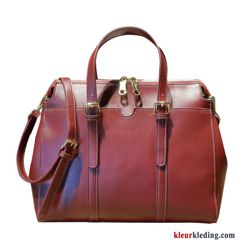 Handtas Dames Leer Casual Grote Tas Europa Nieuw Mode Totalisator Rood