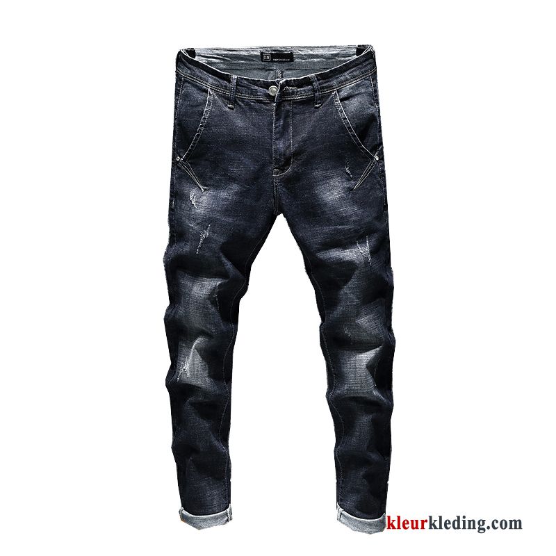 Heren Casual Broek Jeugd Spijkerbroek Jeans Potlood Broek Slim Fit Elastiek Trend
