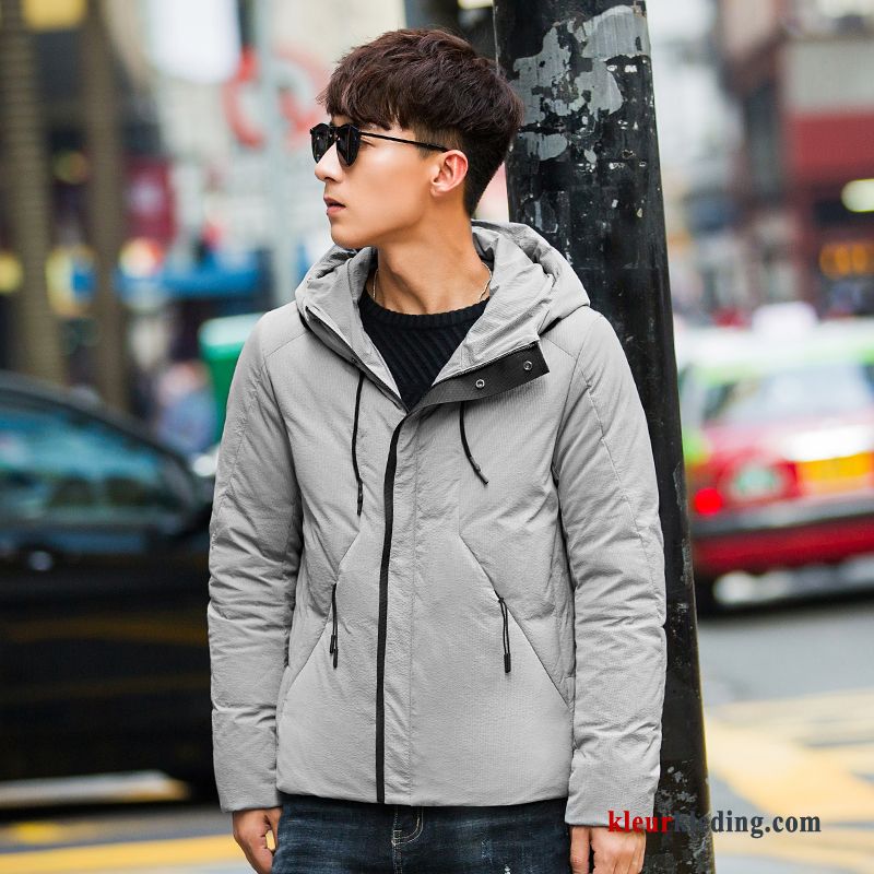 Heren Donsjack Licht Kort Winter Trend Lichte En Dun Hoodie Slim Fit Jeugd