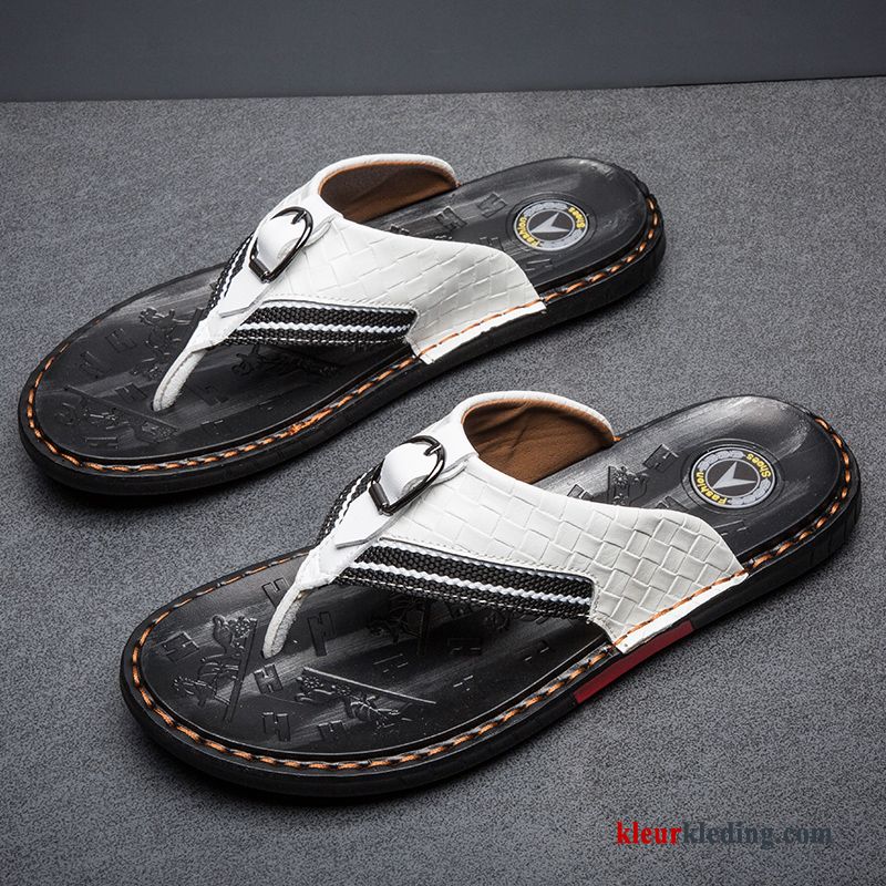 Heren Flip Flops Slipper Mannen Zomer Antislip Outdoor Persoonlijk Bovenkleding Trend Wit