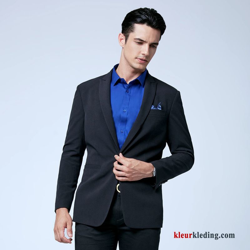 Heren Herfst Bedrijf Blauw Goud Pak Eenvoudige 2018 Slim Fit