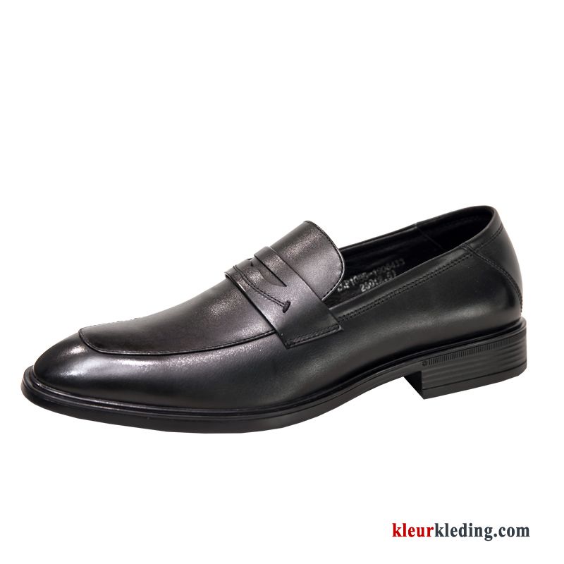 Heren Leren Schoenen Loafers Alle Wedstrijden Vintage Bedrijf Echt Leer Casual Mannen Brits Zwart