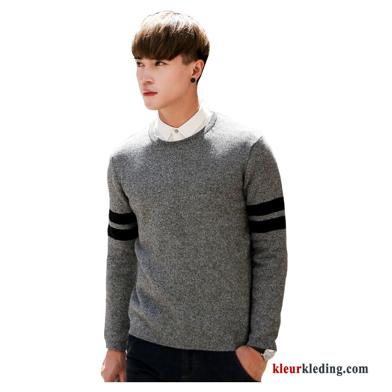 Heren Mannelijk Slim Fit Trui 2018 Gebreid Hemd Diepe Kleur Trend Pullover