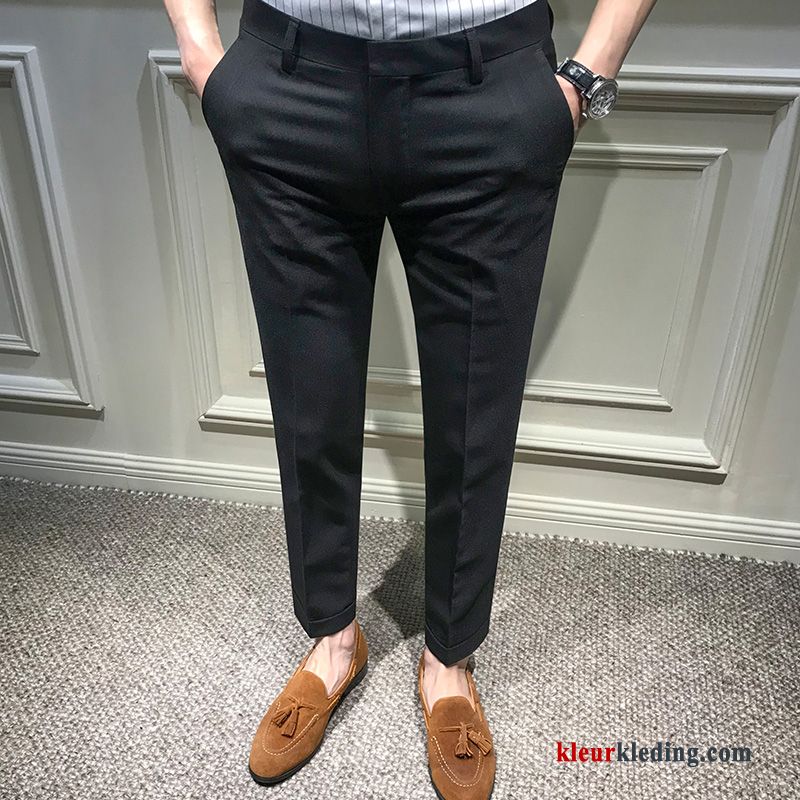 Heren Rechtdoor Slim Fit Potlood Broek Trend Brits Zwart Mannelijk