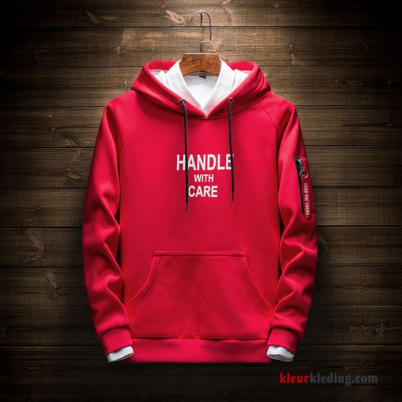 Heren Rood Hoodie Pak Herfst Voorjaar Mannelijk Sport