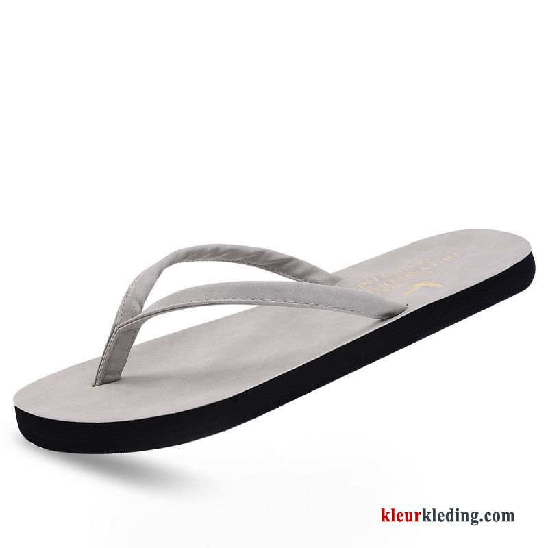 Heren Slipper Student Zomer Outdoor Leer Strand Trend Antislip Persoonlijk Wit Grijs