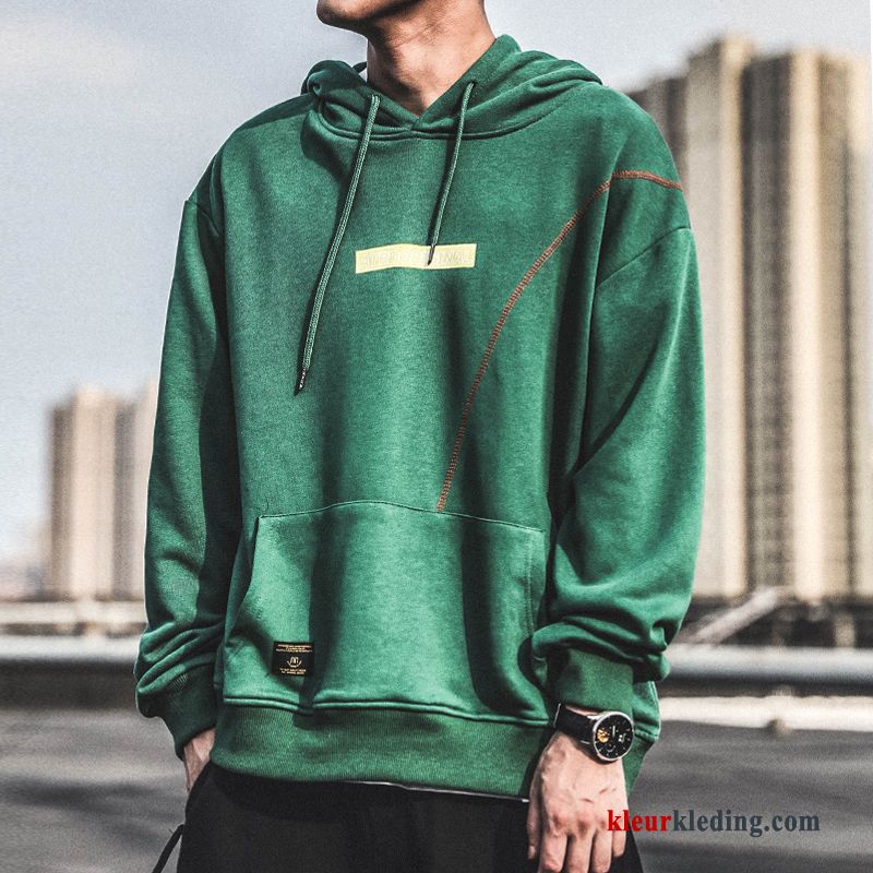 Hoodie Hip-hop Groen Bedrukken Herfst Mannelijk Heren Trend Casual