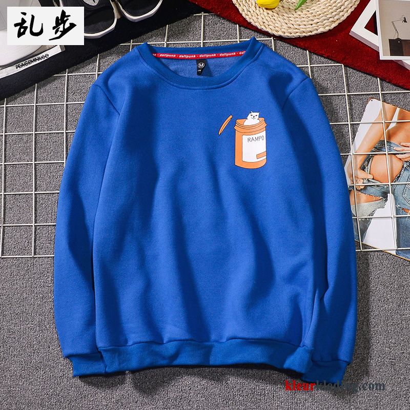 Hoodie Hip-hop Plus Kasjmier Blauw Heren Trendy Merk Lange Mouwen Casual Herfst