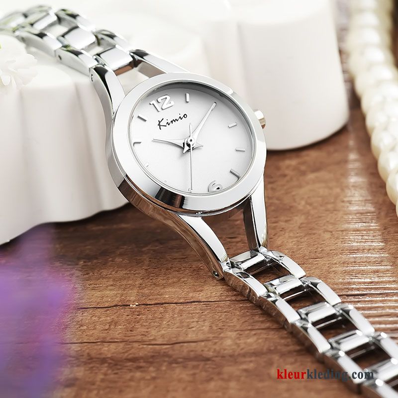 Horloge 2018 Mode Eenvoudig Nieuw Armbanden Kant Dames Student Wit Gouden Beige Zilver
