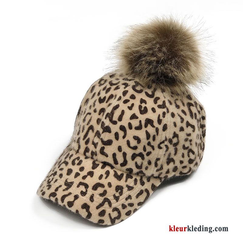 Jeugd Pompom Honkbal Hoed Trend Baby Voorjaar Winter Herfst Dames Licht Bruin