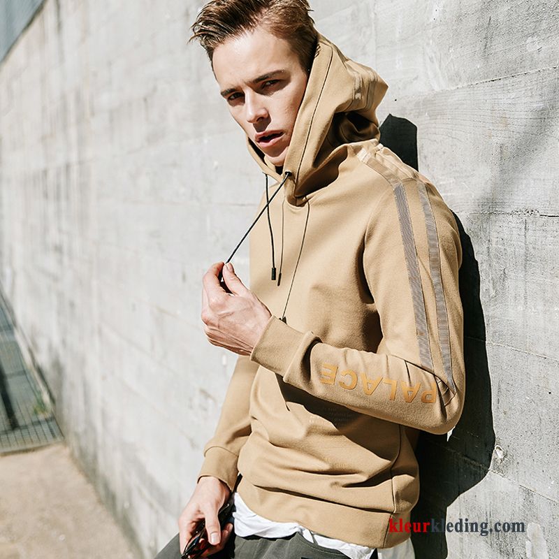 Khaki Heren Slim Fit Herfst Hoodie Sport Student Trend