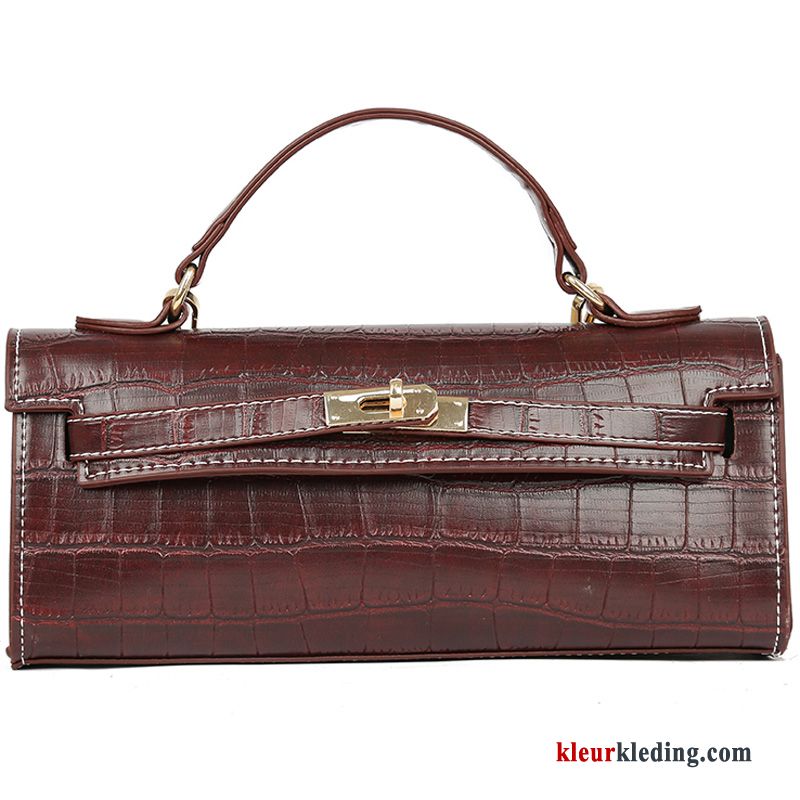 Messenger Tas Krokodillenleer Vintage Mode Ketting Nieuw Handtas Dames Rood Bruine