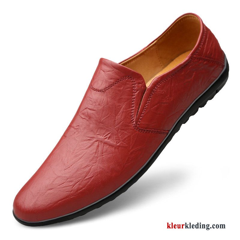 Mocassins Echt Leer Slip On Casual Bootschoenen Alle Wedstrijden Voorjaar Persoonlijk Leren Schoenen Heren Rood