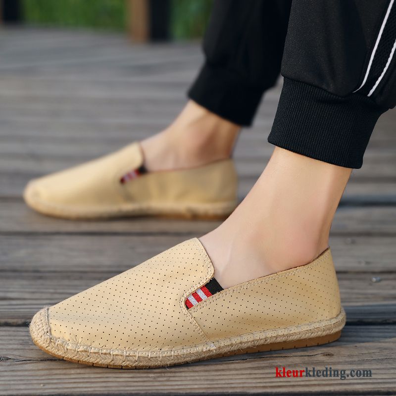 Mocassins Trend Ademende Alle Wedstrijden Bootschoenen Canvas Mannen Zomer Mode Heren Beige