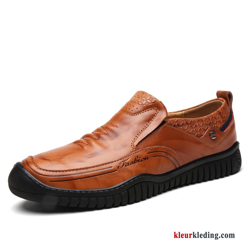 Mocassins Trend Leer Herfst Brits Dikke Zool Casual Schoenen Echt Leer Heren