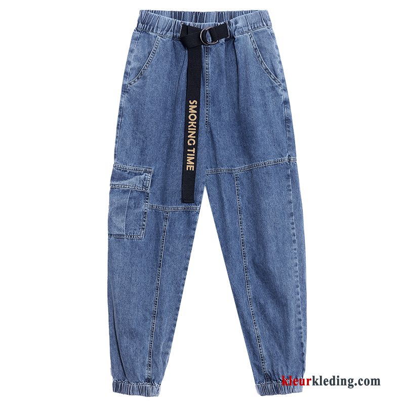 Nieuw Hoge Taille Blauw Dames Broek Voorjaar Spijkerbroek Jeans Losse