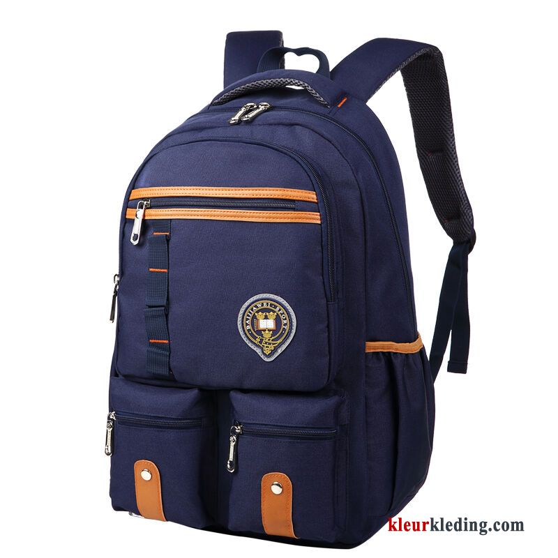 Outdoor Student Computer Tas Grote Capaciteit Reizen Heren Rugzak Casual Marineblauw