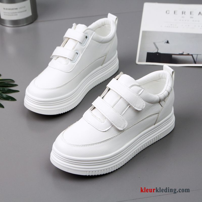 Platform Schoenen Casual Sleehak Sport Herfst Schoenen Platform Laag Velcro Dames Wit