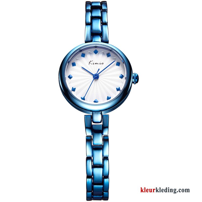 Quartz Horloge Meisje Armbanden Student Mode Dames Gemiddelde Eenvoudig Blauw