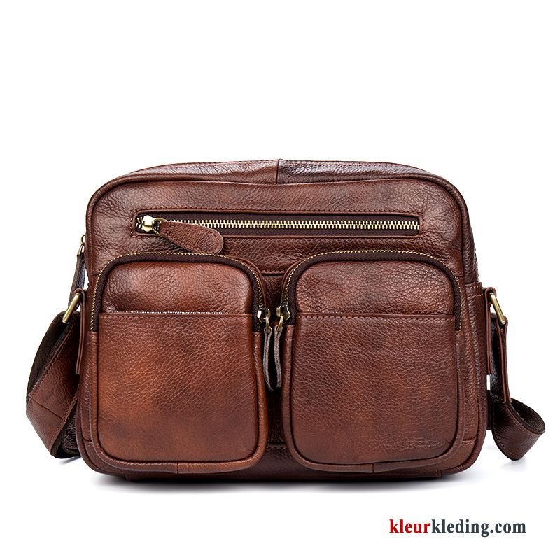 Schoudertas Leer Messenger Tas Echt Leer Heren Outdoor Lederen Rugzak Casual