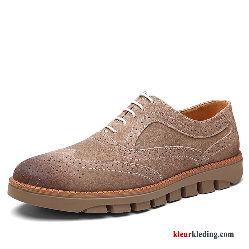 Sportschoenen Echt Leer Brits Trend Schoenen Bloemen Leren Schoenen Winter Textiel Heren Kaki