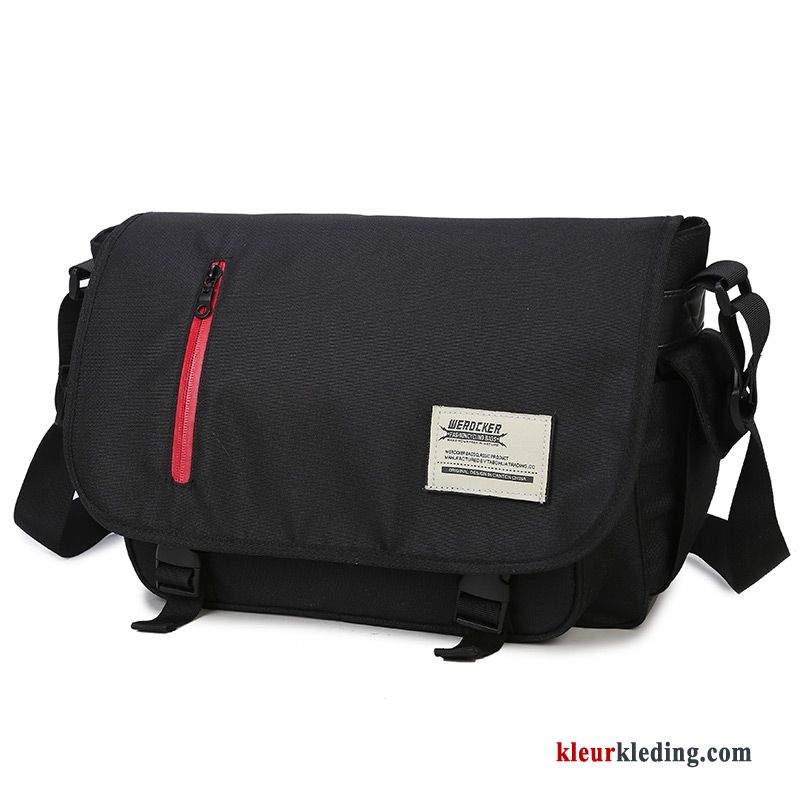 Student Outdoor Schoudertas Schooltas Straat Messenger Tas Casual Heren Zwart