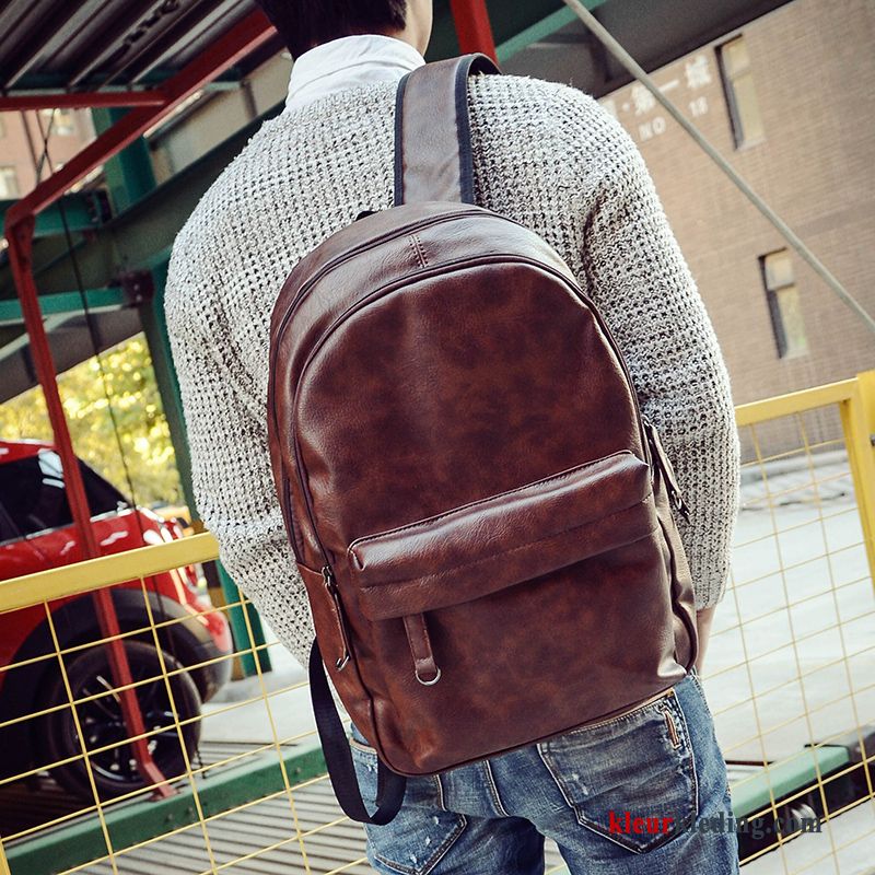 Tas Rugzak Casual Heren Reizen Schooltas Rits Nieuw Bruine