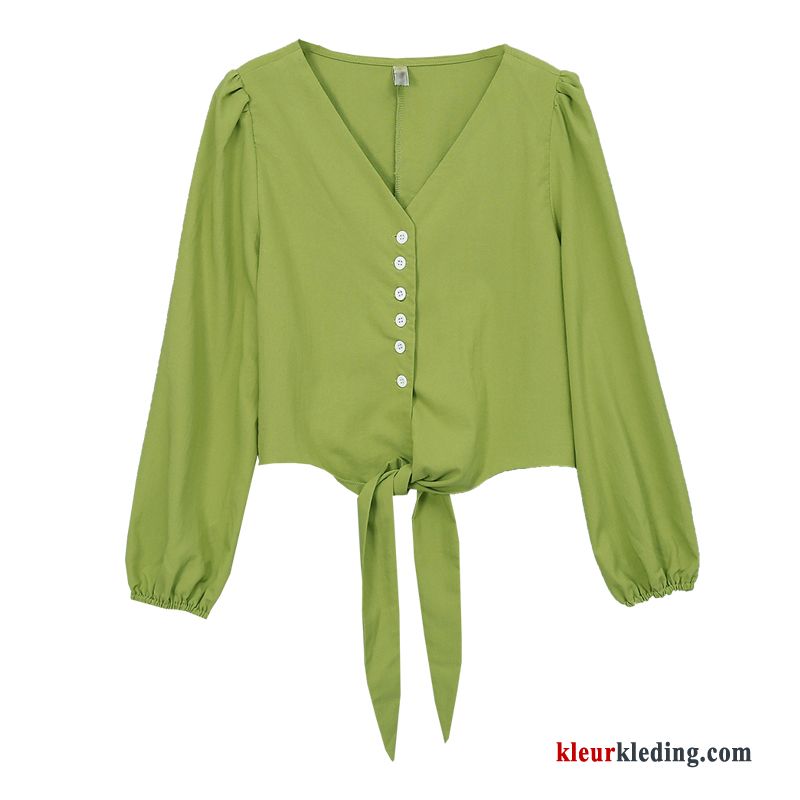 Trend Dames Koe Herfst Groen Blouse Overhemd T-shirts Jasje