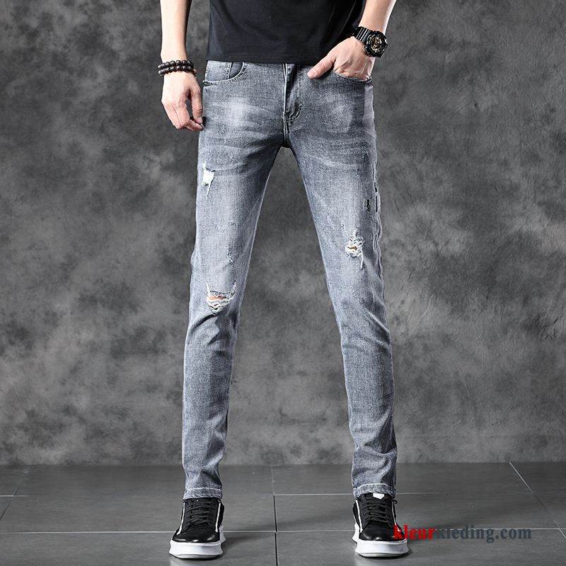 Trend Heren Zomer Mannelijk Denim Lange Spijkerbroek Jeans Slim Fit