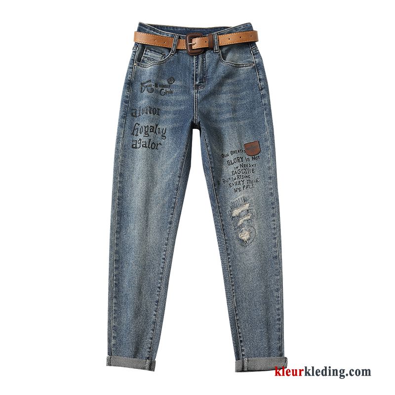 Vintage Gaten Nieuw Borduurwerk Voorjaar Harlan Dames Spijkerbroek Jeans