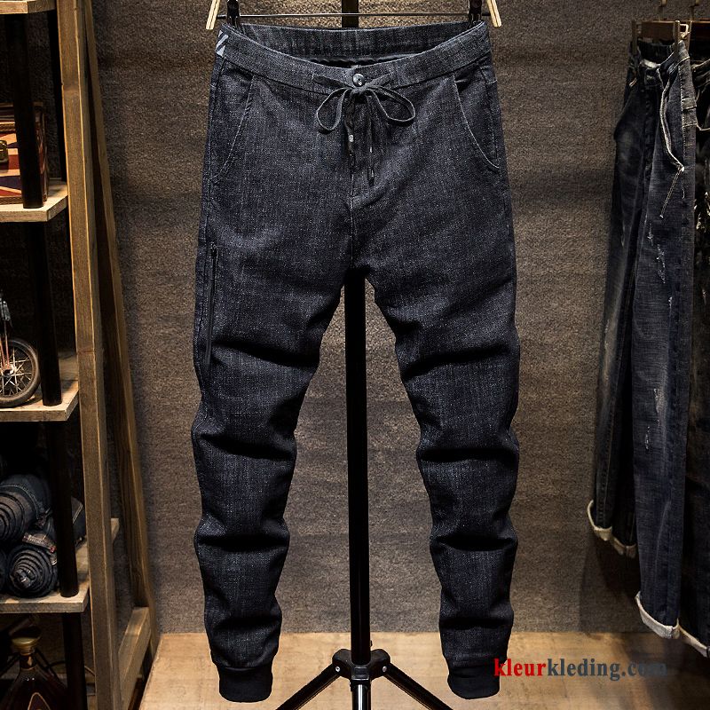 Voorjaar Casual Potlood Broek Spijkerbroek Jeans Kant Strak Mannelijk Zwart Heren