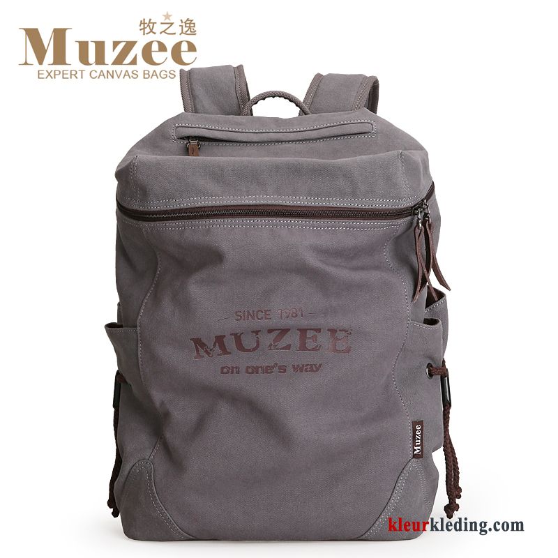 Wandelrugzak Tas Mode Casual Rugzak Canvas Heren Grijs Student