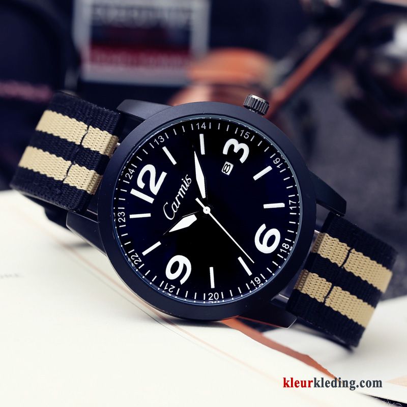 Waterdicht Quartz Horloge Mode Eenvoudig Trend Heren Student Kaki