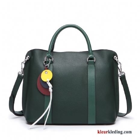 2019 Echt Leer Tas Dames Messenger Tas Nieuw Groen Handtas