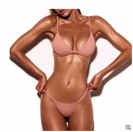 Bikini Dames Spleet Nieuw Effen Kleur Europa Roze Sexy