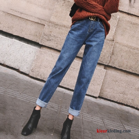 Blauw Losse Spijkerbroek Jeans Casual Trend Dames Hoge Taille Harlan