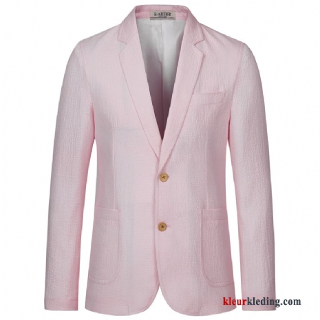 Blazer 2018 Pak Jas Slim Fit Dun Heren Roze Nieuw