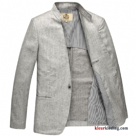 Blazer Een Knopen Zomer Pak Dun Grijs Casual Grote Maten Heren