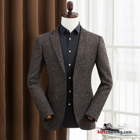 Blazer Jas Jas Wol Pak 2018 Herfst Jasje Khaki Heren