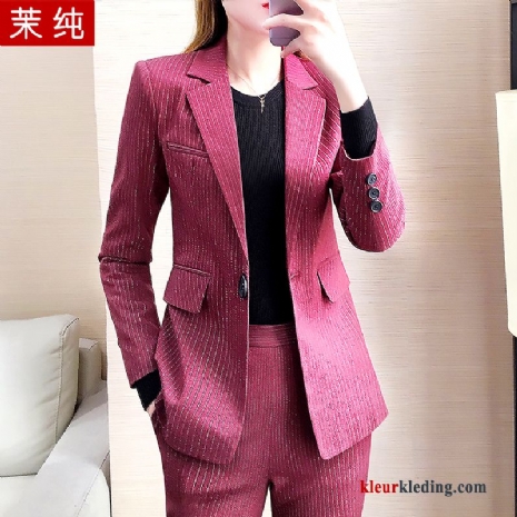 Blazer Mini Nieuw Elegante Dames Jasje Herfst Pak Jasje Rood