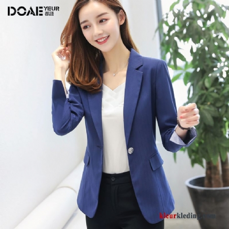 Blazer Pak Jasje Casual Dames Blauw Slim Fit 2018 Nieuw Mode