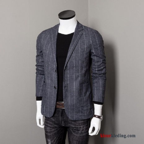 Blazer Vintage Lichte En Dun Grijs Heren Pak Jasje Mini Slim Fit Trend